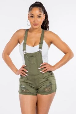 LOVE MODA OVERALLS Distressed Overall Shorts