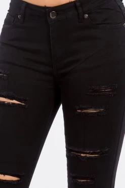LOVE MODA Low Rise Distressed Skinny Jeans