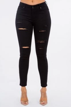 LOVE MODA Low Rise Distressed Skinny Jeans