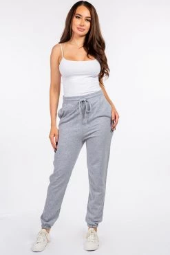 LOVE MODA NEW ARRIVALS Elastic Cuff Fleece High Waist Joggers