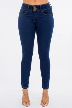 LOVE MODA Mid Rise Denim Stretch Skinny Jeans