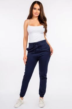 LOVE MODA NEW ARRIVALS Elastic Cuff Fleece High Waist Joggers