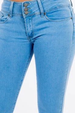 LOVE MODA Mid Rise Denim Stretch Skinny Jeans