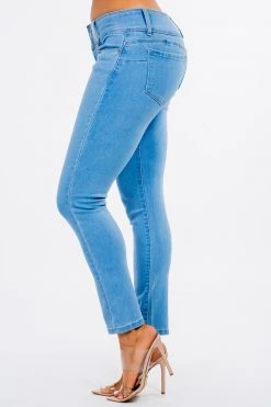 LOVE MODA Mid Rise Denim Stretch Skinny Jeans