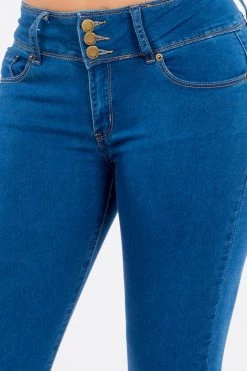 LOVE MODA Mid Rise Denim Stretch Skinny Jeans