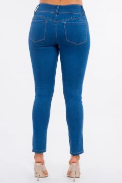 LOVE MODA Mid Rise Denim Stretch Skinny Jeans