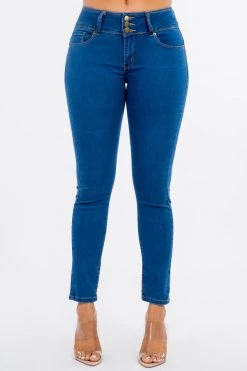 LOVE MODA Mid Rise Denim Stretch Skinny Jeans
