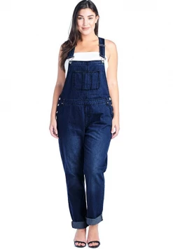 LOVE MODA Basic Denim Overalls - Plus Size