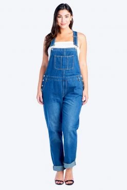 LOVE MODA Basic Denim Overalls - Plus Size