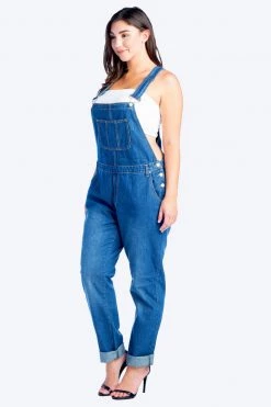 LOVE MODA Basic Denim Overalls - Plus Size