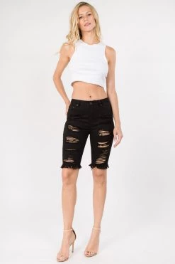 LOVE MODA Destroyed Bermuda Shorts